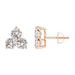 Orecchini con diamanti naturali in oro rosa 14 carati (1cttw)  Colore I+I-J  Chiarezza-I1I2)