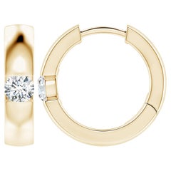 ANGARA Orecchini a cerchio con diamanti tondi naturali da 0,35 carati in oro giallo 14K (Colore-G)