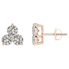 Orecchini con diamanti naturali in oro rosa 14K (0,75cttw)  K.K.  Chiarezza-I3)