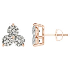 Orecchini con diamanti naturali in oro rosa 14 carati (1cttw)  K.K.  Chiarezza-I3)