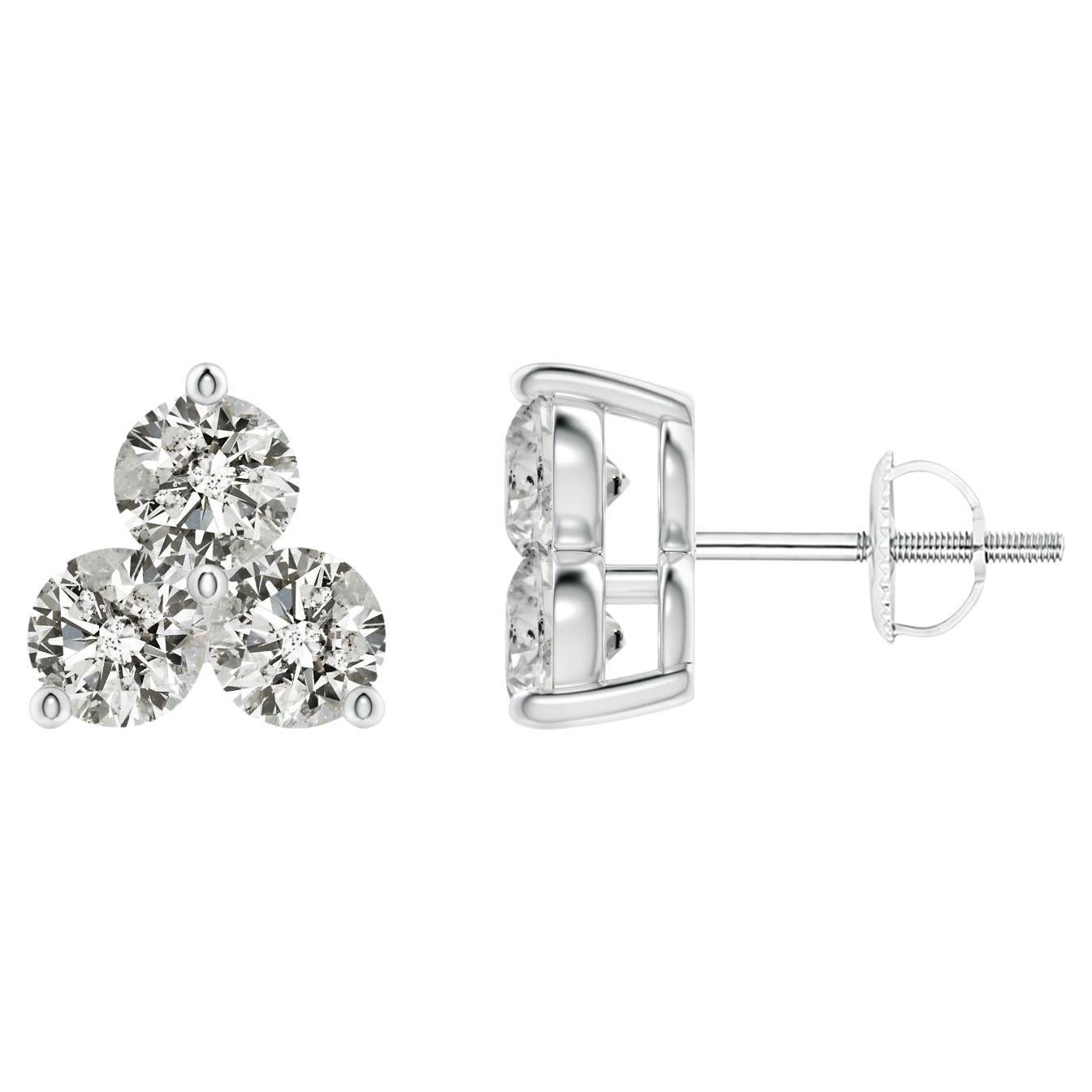 Natural Diamond Stud Earrings in 14K White Gold (1cttw Color-K  Clarity-I3)
