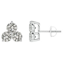 Orecchini con diamanti naturali in oro bianco 14 carati (1cttw Color-K)  Chiarezza-I3)