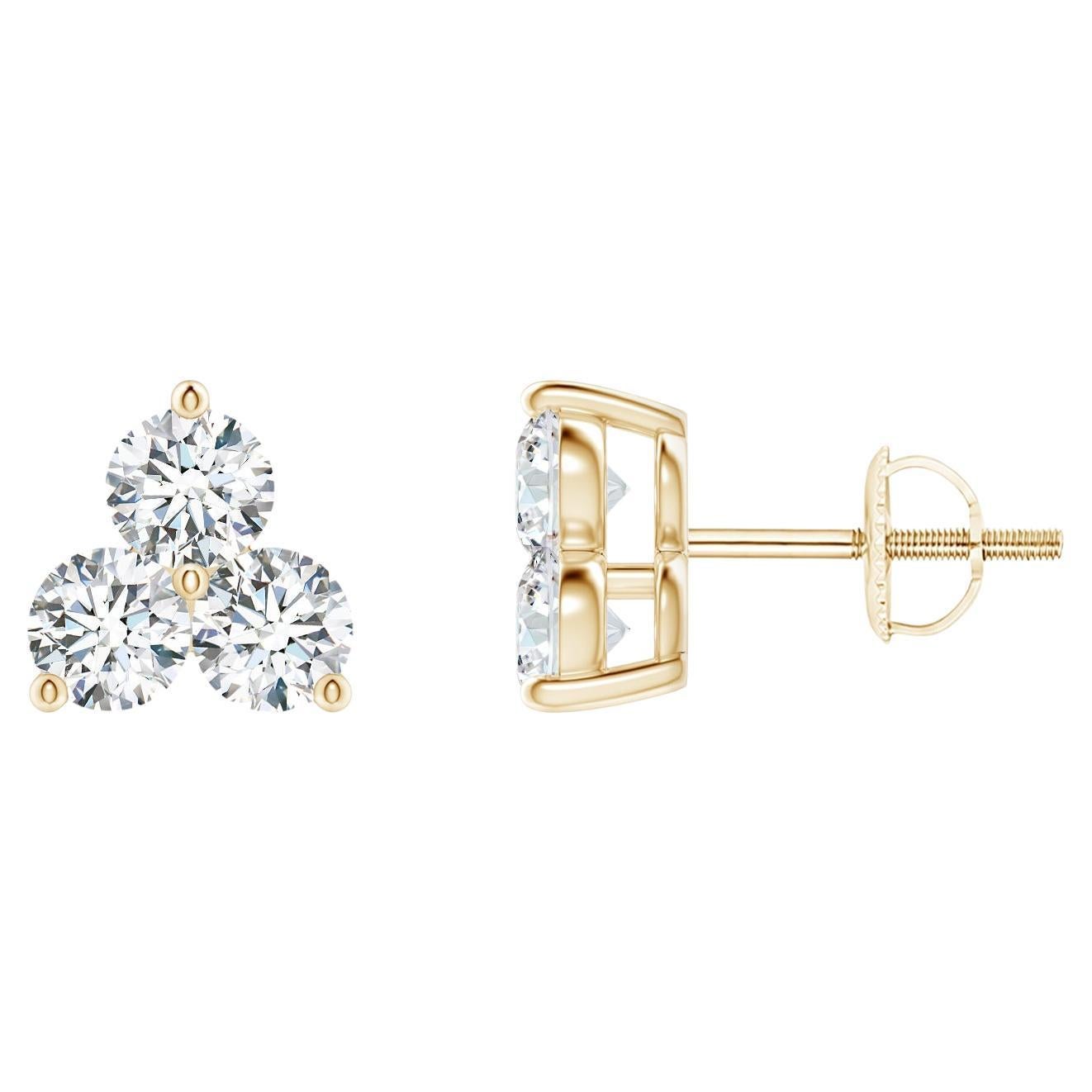 Pendientes de oro amarillo de 14 quilates con diamantes naturales (0,5 ctw)  Color-G  Claridad-VS2)