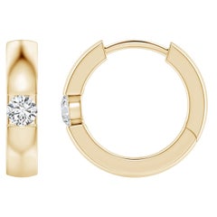 Natürliche runde Diamant-Creolen aus 14K Gelbgold (Größe 2,5 mm, Farbe H)