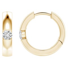 Natürliche runde Diamant-Creolen aus 14K Gelbgold (Größe-3 mm, Farbe H)