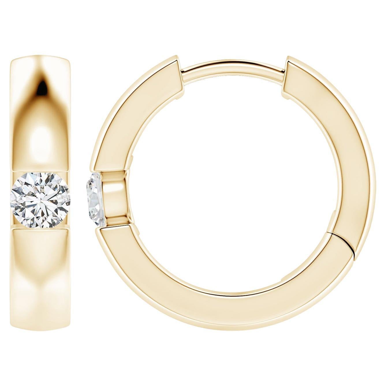 ANGARA Natural Round 0.23ct Diamond Hoop Earrings in 14K Yellow Gold (Color-H)