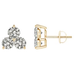 Orecchini con diamanti naturali in oro giallo 14 carati (1cttw)  K.K.  Chiarezza-I)