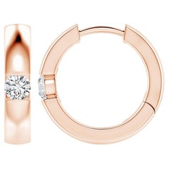 ANGARA Orecchini a cerchio con diamanti tondi naturali da 0,23 carati in oro rosa 14K (H. H.)