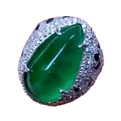 AIG-zertifizierter 23,42 Karat sambischer Smaragd.  2,91 Karat Diamanten 18K Gold Ring 
