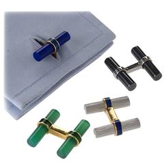 Cartier 1960's Comprehensive Set of Gold, Gem Set, Hard Stone Cufflinks