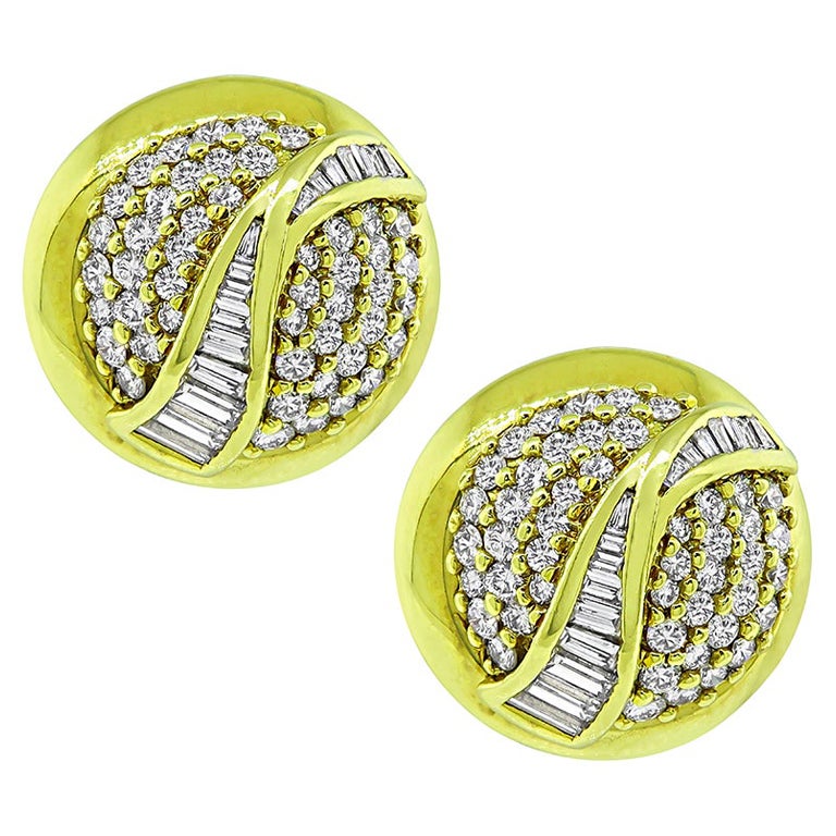 4.50ct Diamond Gold Earrings For Sale