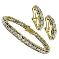 Juego de pulsera y pendientes de diamantes de 6,25 ct