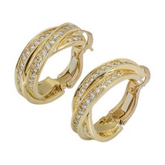 Cartier Yellow Gold Diamond Trinity Earrings
