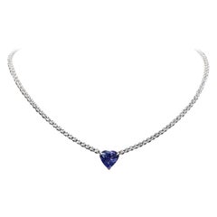 Stunning Tanzanite And Diamond Necklace In 18k White Gold 