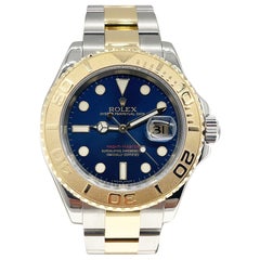Rolex 16623 Yacht Master Esfera Azul Oro Amarillo 18K Caja Acero Inoxidable Libreto