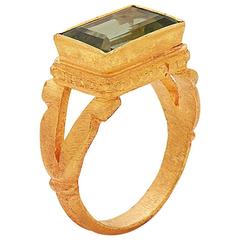Green Tourmaline Ring in 22K Gold 4