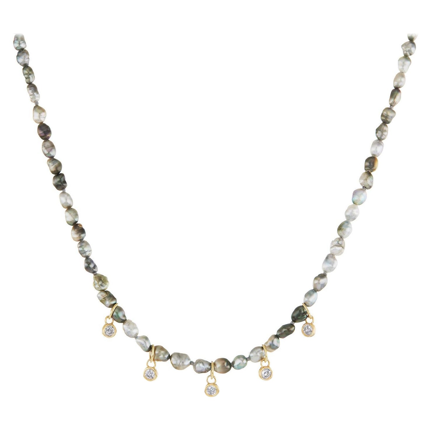 Tahitian Keshi Pearl Necklace - 9 For Sale on 1stDibs | keshi