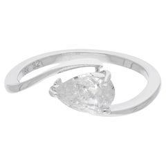 Bague solitaire en or blanc 14 carats en forme de poire de 0,75 carat