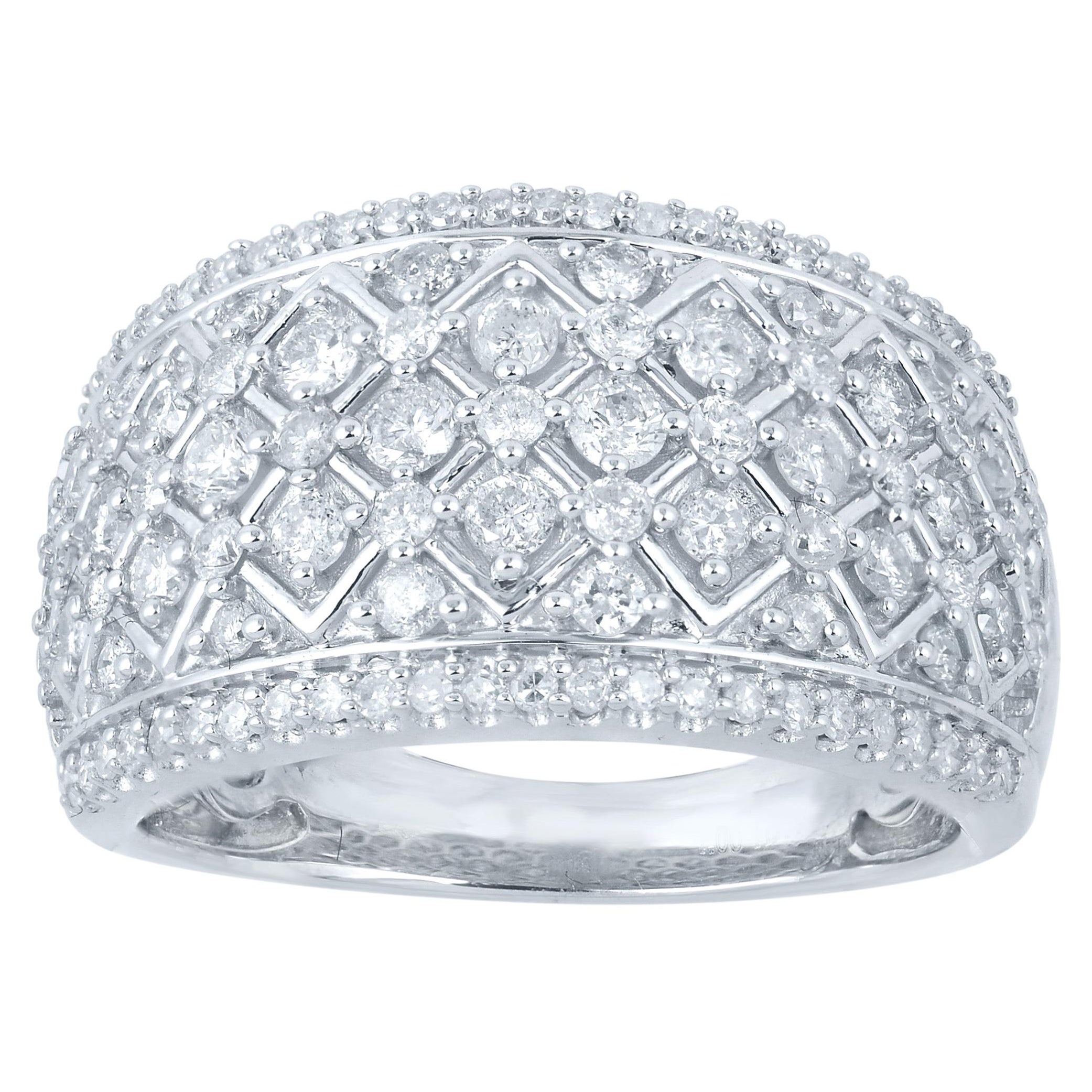 1.00 Carat Diamond 18 Karat White Gold Circle Cigar Band at 1stDibs