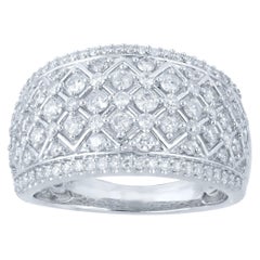 Bague d'anniversaire de mariage en or blanc 18 carats avec diamants ronds de 1,00 carat TJD