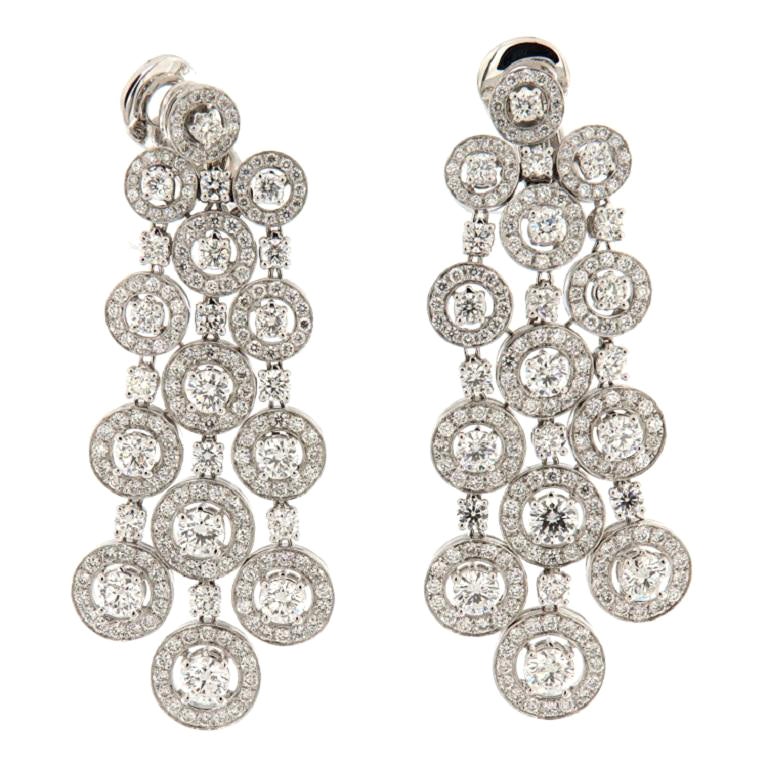 White gold earrings with 9.02 ct brilliant cut diamonds For Sale
