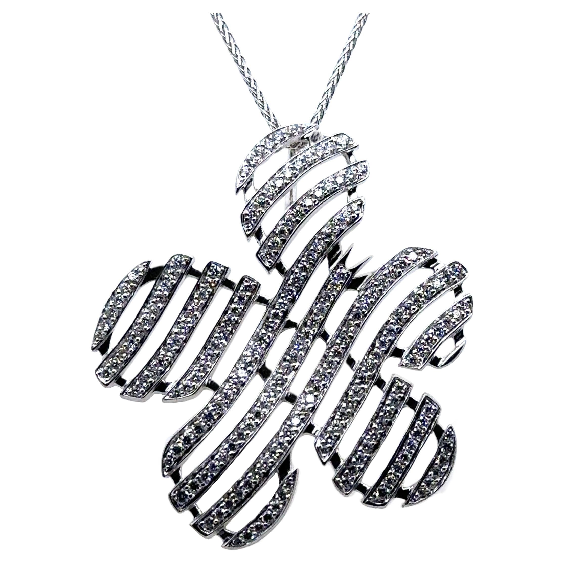 P138 - Ciondolo a forma di fiore in ORO BIANCO 18K con catenina da 16 in vendita