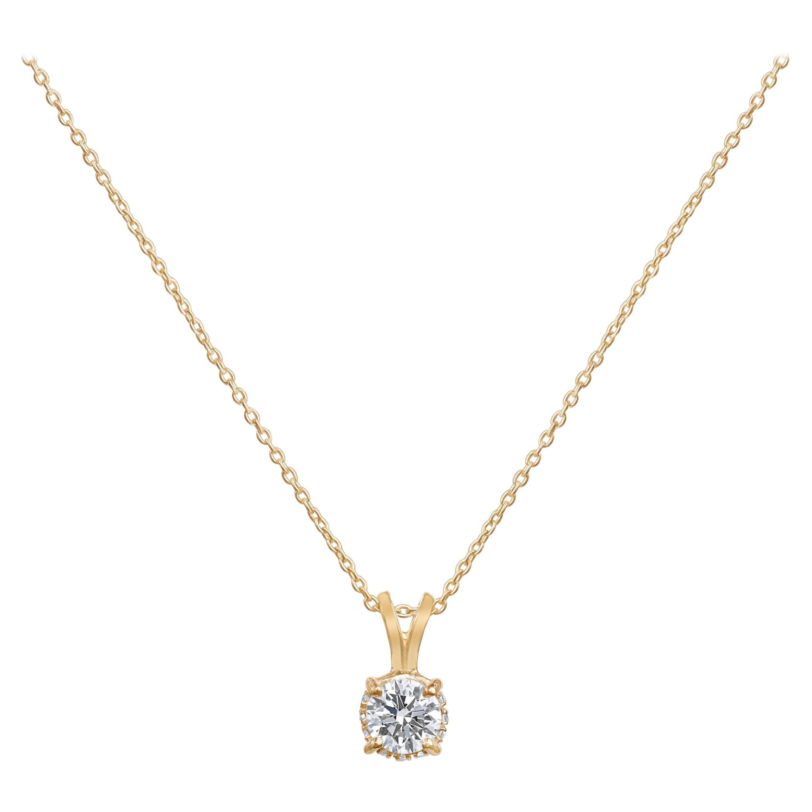 GIA Report Certified 2 Carat D Colorless IF Round Cut Diamond Pendant Necklace