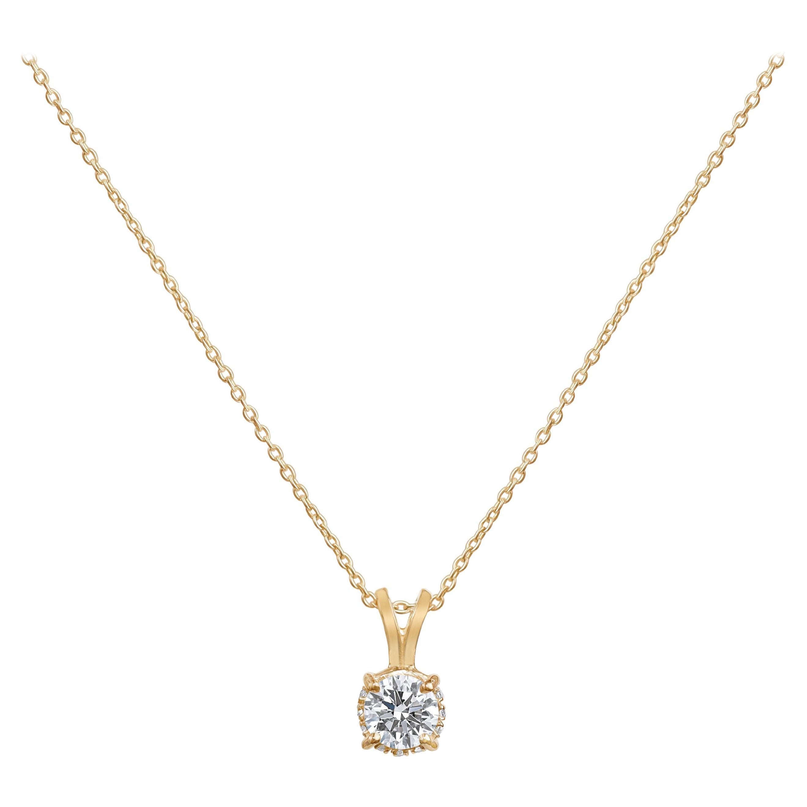 GIA-Certified 2.00ct Flawless D Color Diamond Solitaire Pendant in 18K Gold