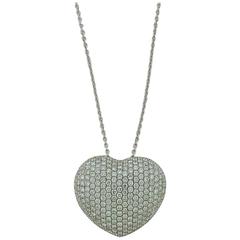 Pave Diamond Heart Pendant 18K Gold Heart-Shaped Pendant with Chain / Necklace