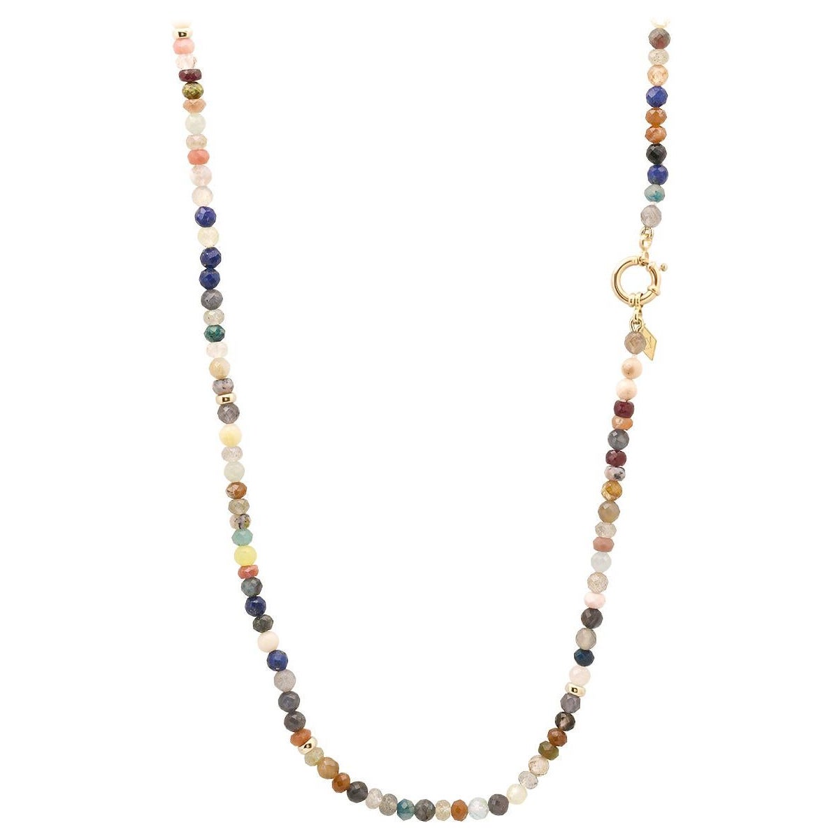 The Long Sailor Lock Beaded Gemstone Necklace: Mixed Gems For Sale