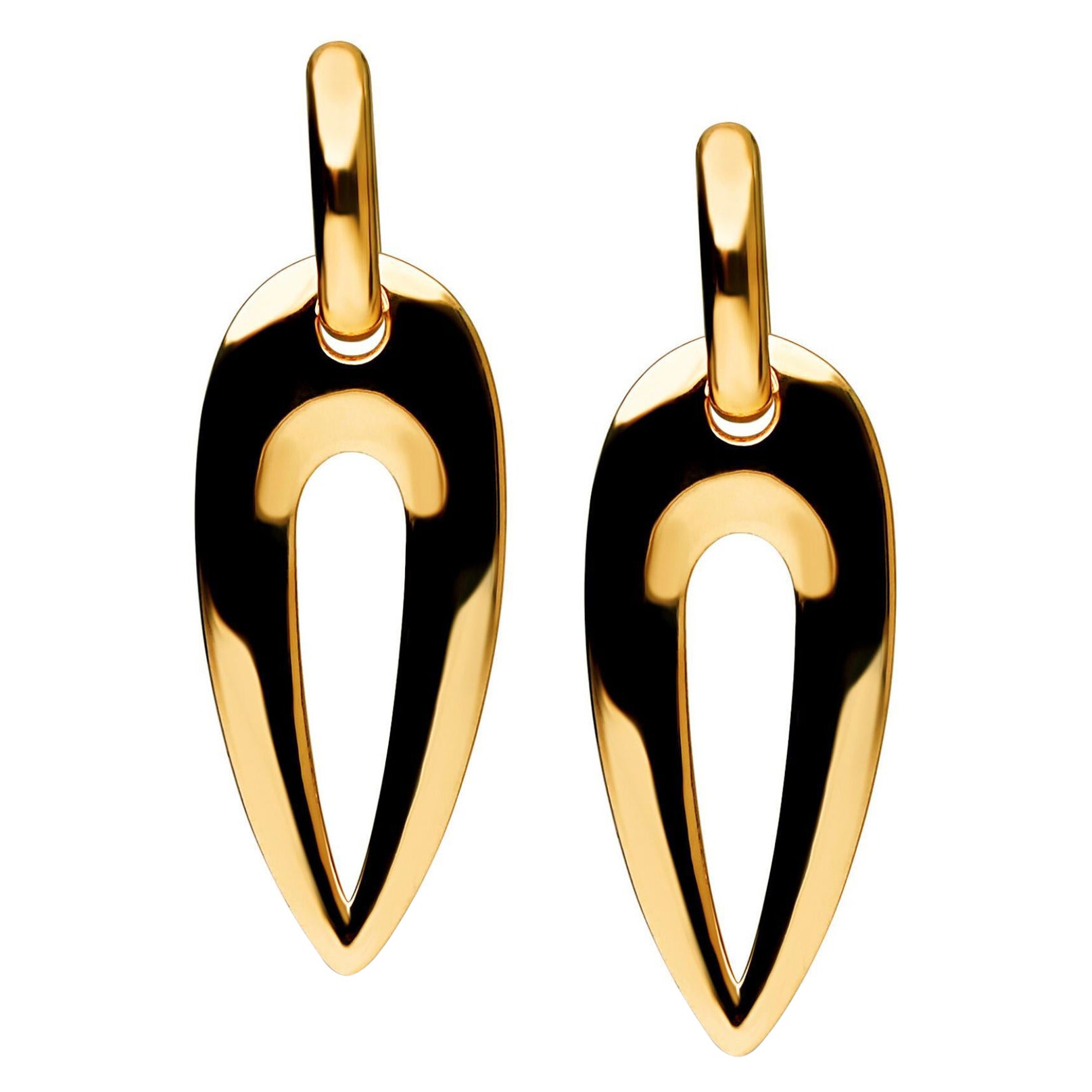 Medium Seeker Huggie Hoop 18K Gold Earrings  For Sale