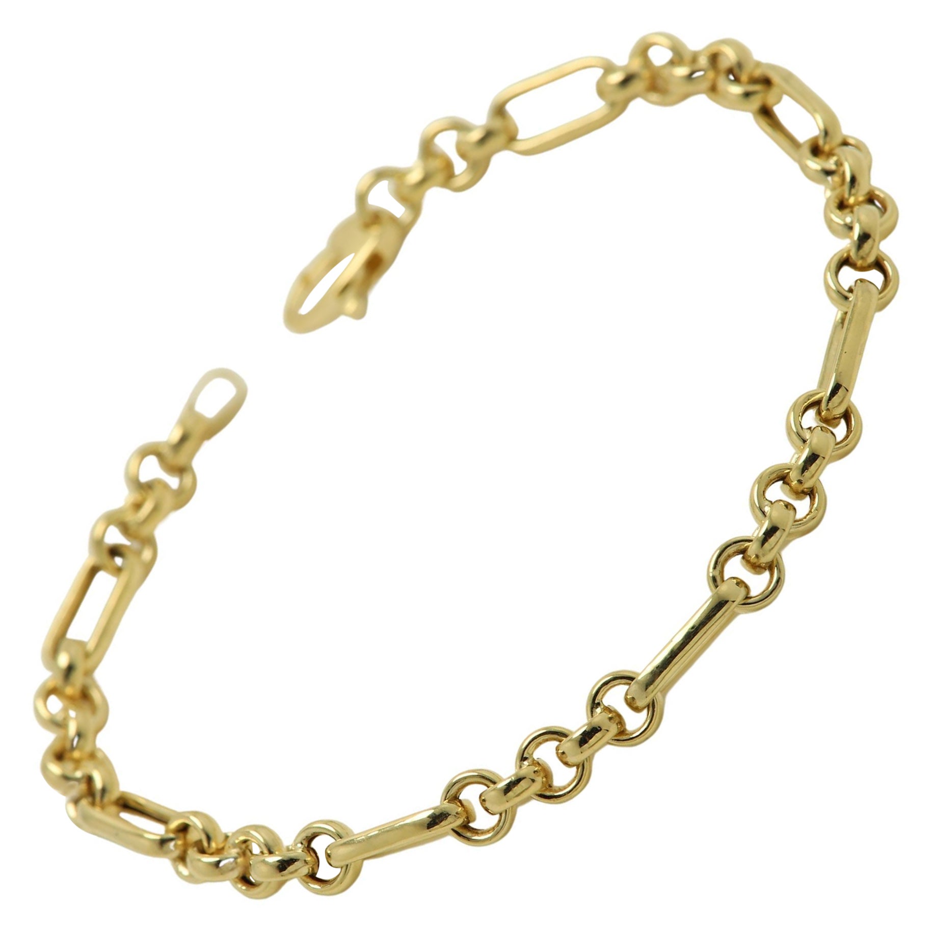 Italian Link Chain Bracelet 14 Karat  Gold Trendy Link Bracelet For Sale