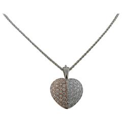Diamond and 18K White & Rose Gold Heart Shape Pendant with a Chain 8