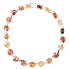 Sterling Silver Agate Poise Collar Bead Necklace