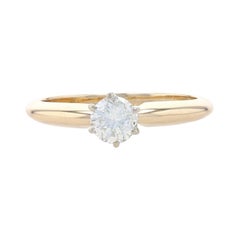 Yellow Gold Diamond Solitaire Engagement Ring - 14k Round Brilliant .38ct