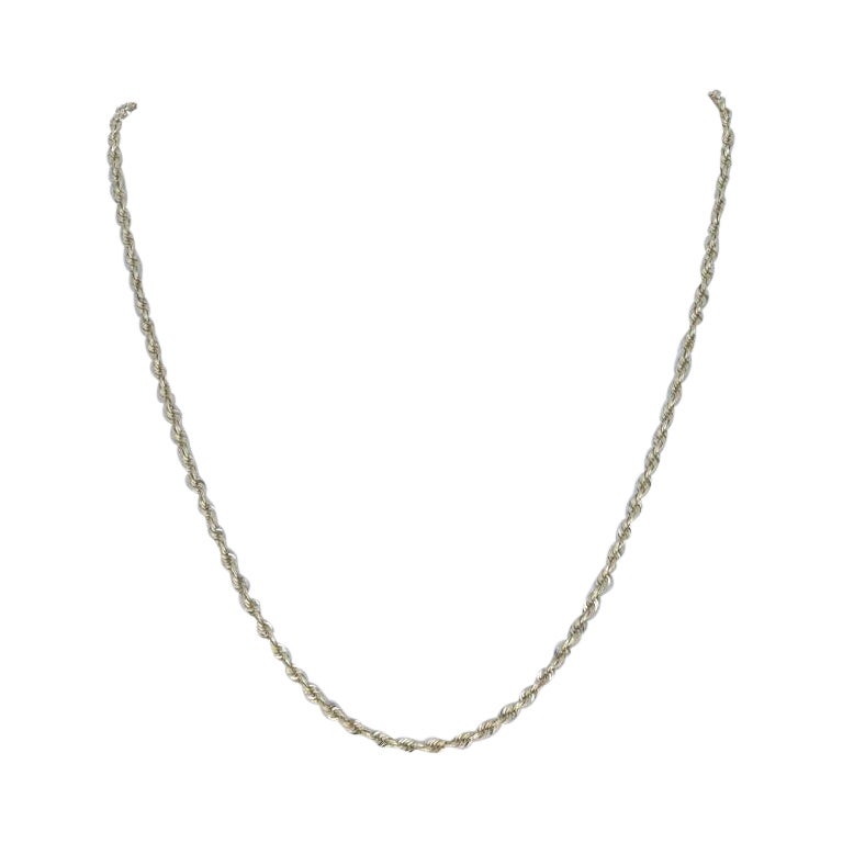 Yellow Gold Diamond Cut Rope Chain Necklace 17 3/4" - 10k For Sale