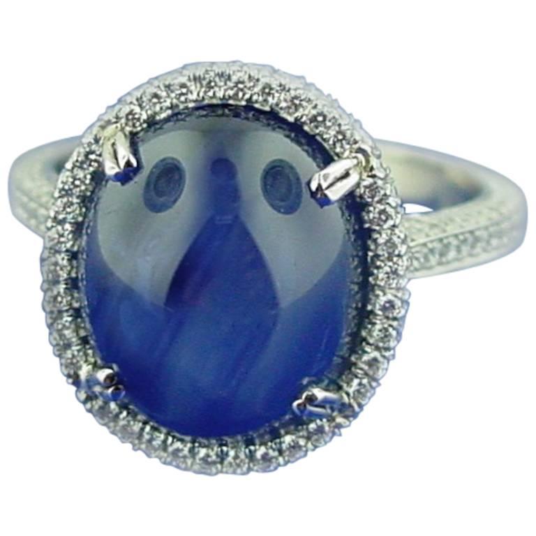 Cabochon Burma Sapphire Ring For Sale