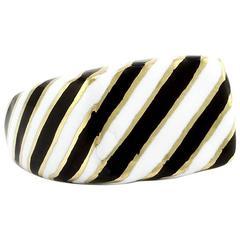 David Webb Kingdom Collection Striped Enamel Gold Zebra Ring
