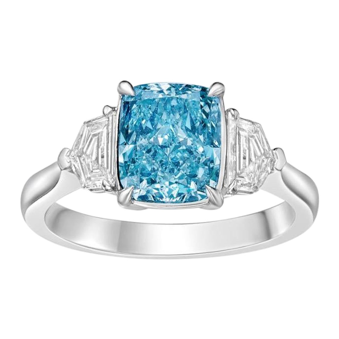 Emilio Jewelry Gia Certified 2.73 Carat Fancy Intense Blush Green Diamond Ring  For Sale