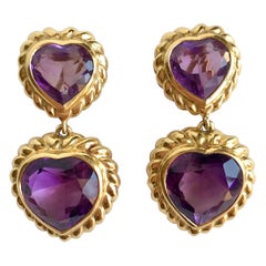 FRED Paris Earrings in 18 Carat Yellow Gold and Amethyst Retro