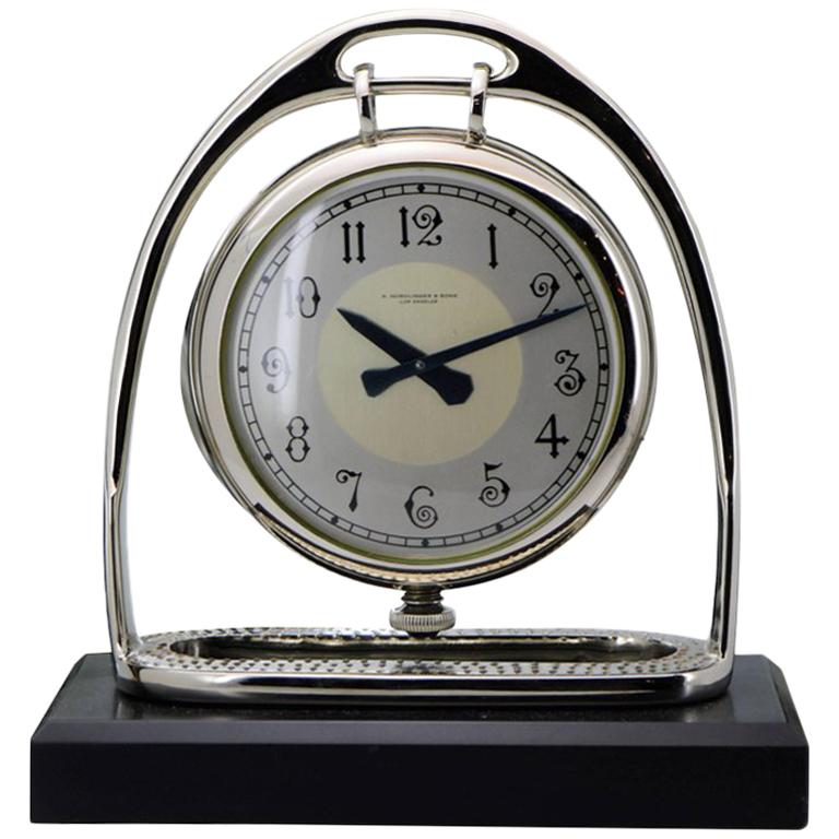 S.Nordlinger from Los Angeles Equestrian Style Art Deco Dual Face Clock For Sale