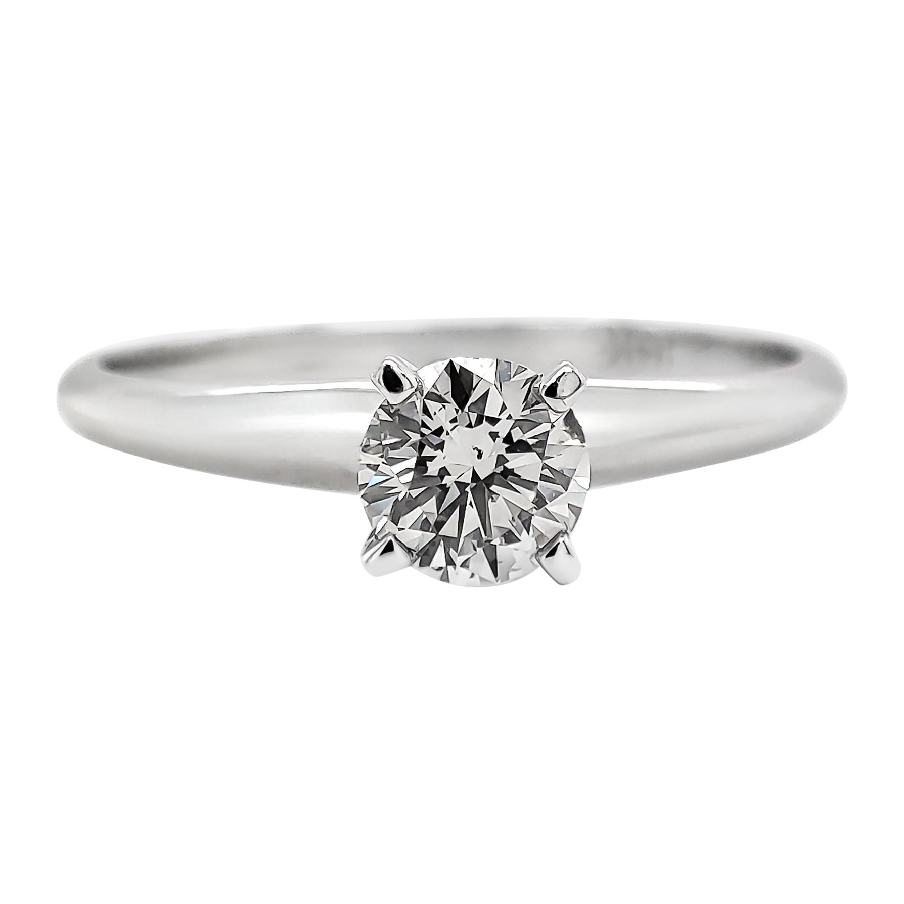 NO RESERVE 0.40CT Solitaire Engagement Diamond Ring 14K White Gold For Sale