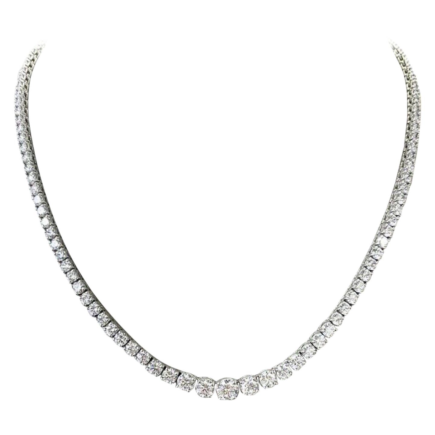 Kwiat Riviera Diamond Tennis Necklace Set in Platinum with 15.12 TCW
