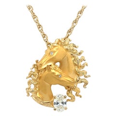 Vintage Carrera Y Carrera Horse Themed Diamond Pendant Necklace 