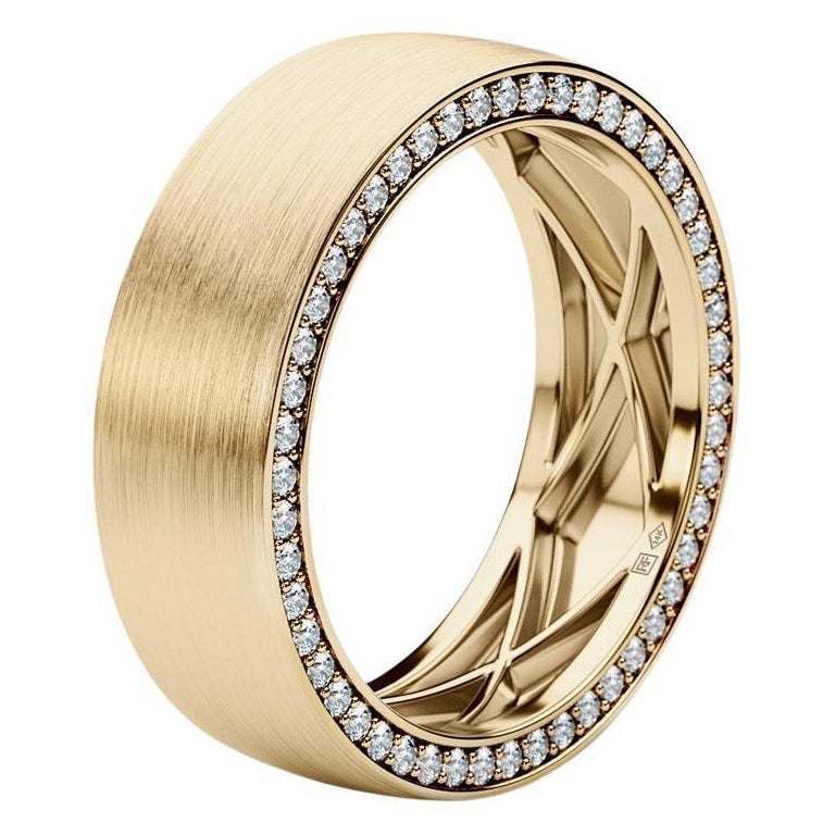 JERRITT Comfort Fit 18k Yellow Gold Ring with 0.70ct Diamonds For Sale