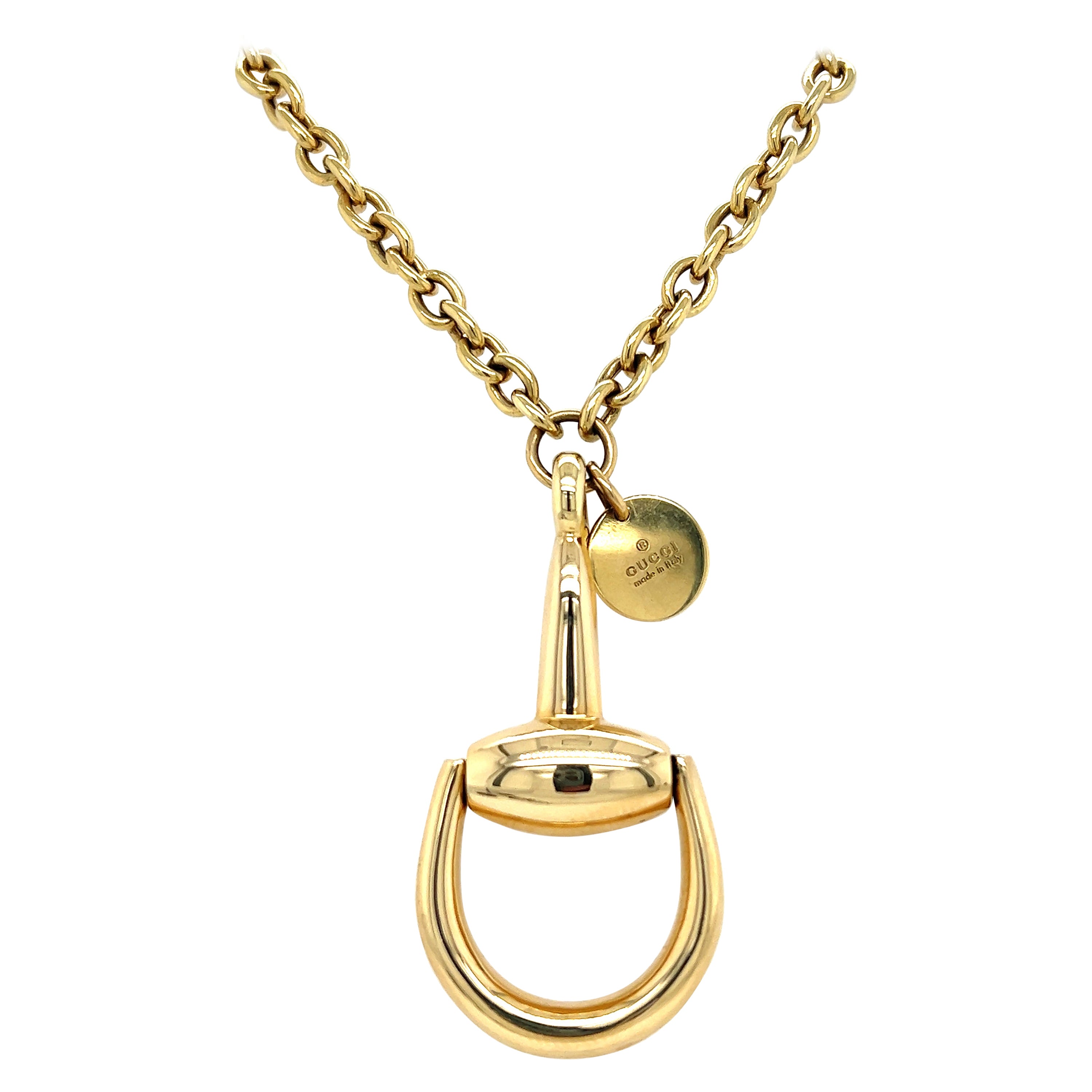 Gucci Vintage Horsebit Large Size Necklace in 18k Yellow Gold 