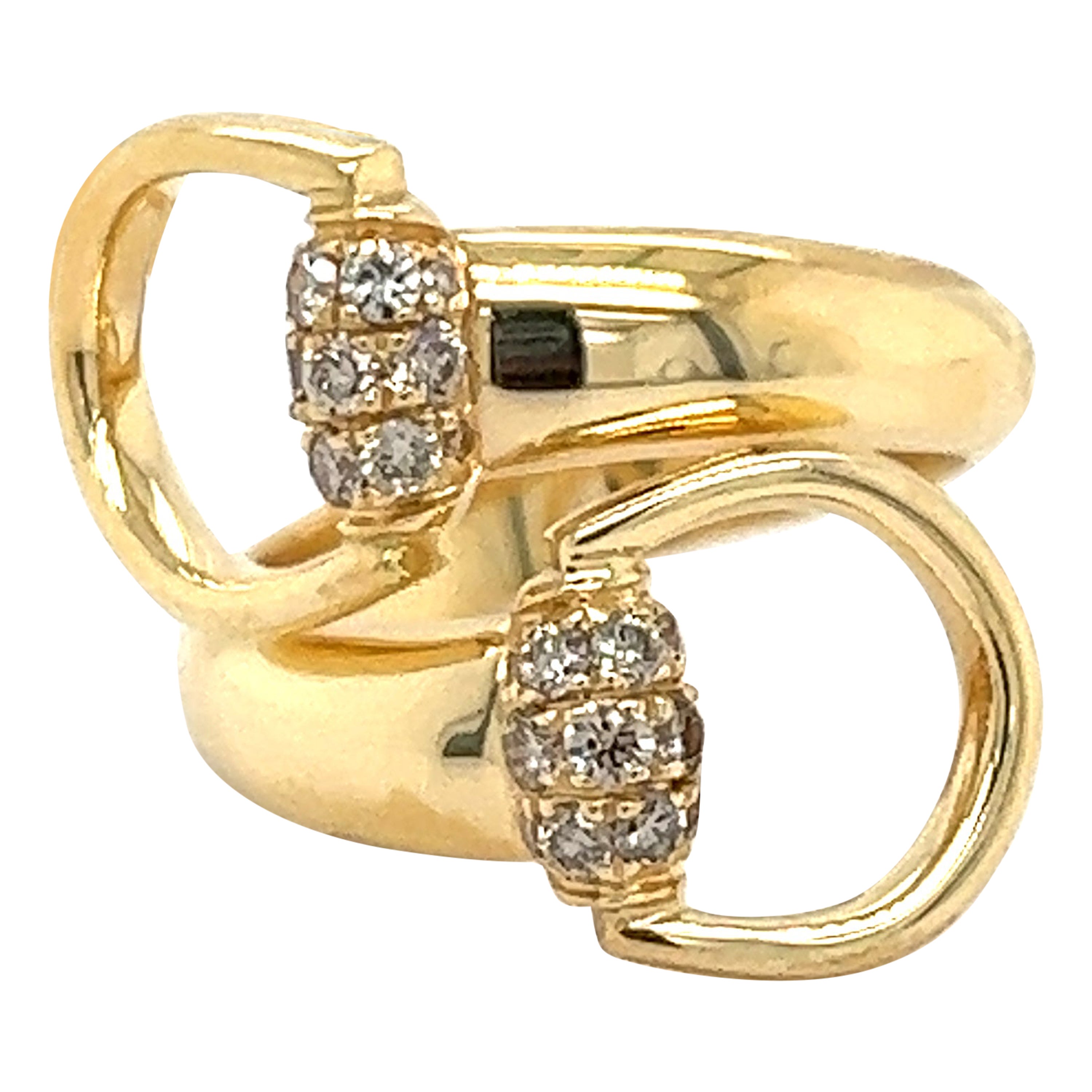 Gucci Horsebit Diamond Ring 18k Yellow Gold Size 7