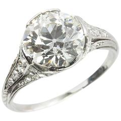 Edwardian 2.20 Carat Old European Cut Diamond Engagement Ring