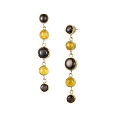 18K Black and Yellow Sapphire Dot Earrings 