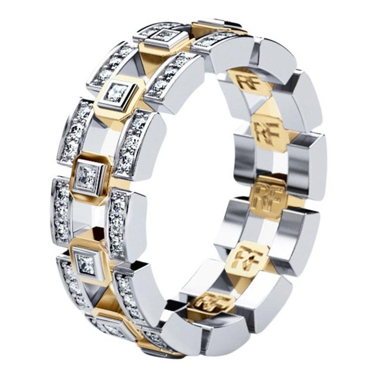 LA PAZ Two-Tone 14k White & Yellow Gold Ring with 0.50ct Diamonds - Ring 2 For Sale